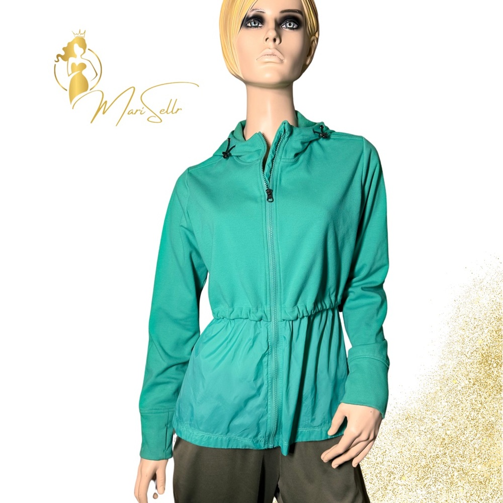 Athletic Works Green Utility Jacket with Elastic Waist and Zipper